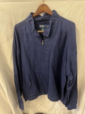 Ralph Lauren Navy Zip-Up Lightweight Linen Men's Jacket